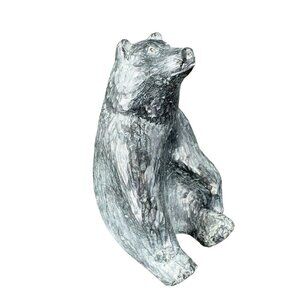 Vintage A Wolf Original Sculpture Large Bear Hand Carved Canada W Sticker Marked